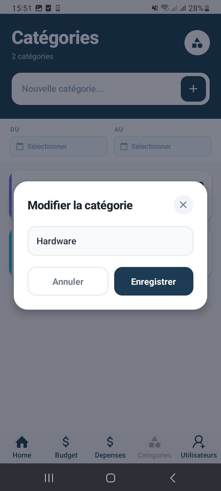 Edit category modal